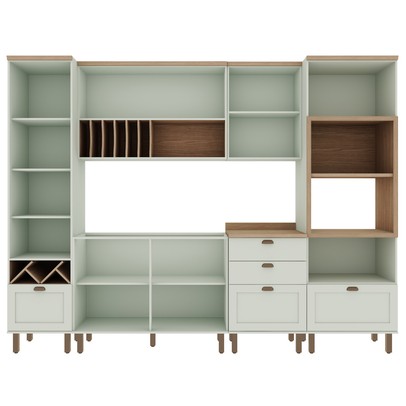 Cozinha Completa Iluminata 7 Portas 5 Gavetas Mint/ébano - Genialflex