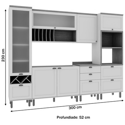 Cozinha Completa Iluminata 7 Portas 5 Gavetas Mint/ébano - Genialflex