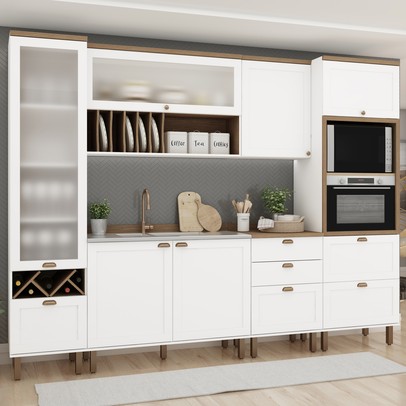 Cozinha Completa Iluminata 7 Portas 5 Gavetas Branco/ébano - Genialflex