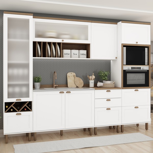 Cozinha Completa Iluminata 7 Portas 5 Gavetas Branco/ébano - Genialflex