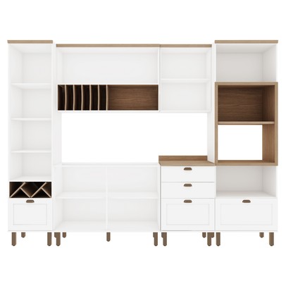 Cozinha Completa Iluminata 7 Portas 5 Gavetas Branco/ébano - Genialflex