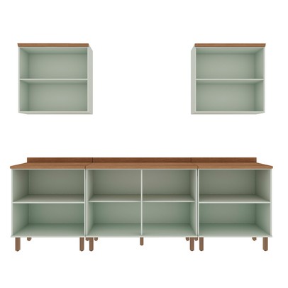 Cozinha Completa Iluminata 9 Portas 1 Gaveta Mint/ébano - Genialflex