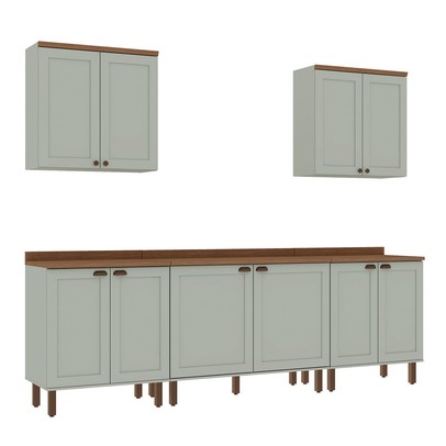 Cozinha Completa Iluminata 9 Portas 1 Gaveta Mint/ébano - Genialflex