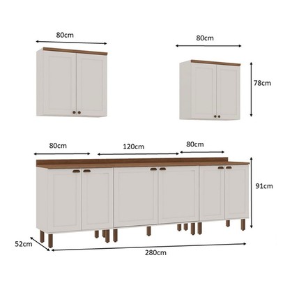 Cozinha Completa Iluminata 9 Portas 1 Gaveta Branco/ébano - Genialflex