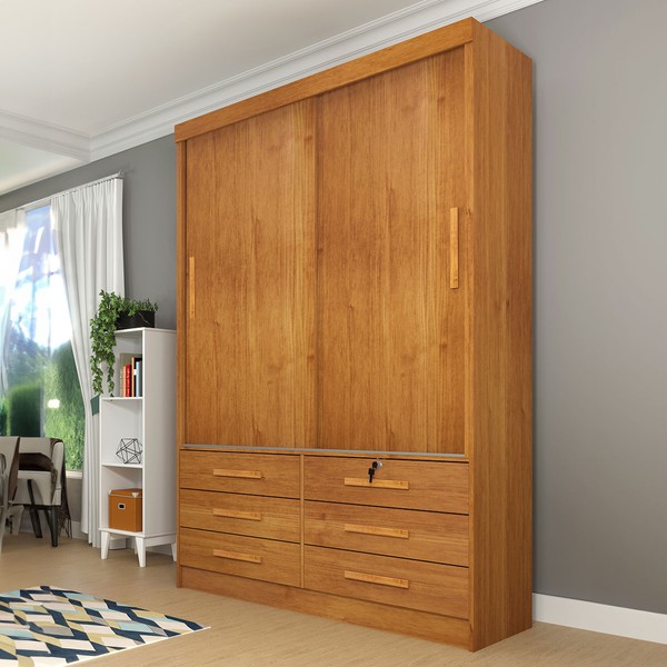 Guarda-Roupa Casal Chicago 2 Portas 6 Gavetas Cinamomo - Tcil Móveis