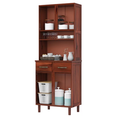 Armário para Cozinha 4 Portas 2 Gavetas Madeira Maciça Mogano 48 - Lanes