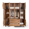 Guarda-Roupa Casal Paris 10 Portas 3 Gavetas com Espelho Madeira Maciça Castanho 369 - Lanes