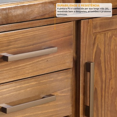 Guarda-Roupa Casal Paris 10 Portas 3 Gavetas com Espelho Madeira Maciça Castanho 369 - Lanes