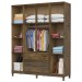 Guarda-Roupa Casal Paris 10 Portas 3 Gavetas com Espelho Madeira Maciça Castanho 369 - Lanes