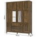 Guarda-Roupa Casal Paris 10 Portas 3 Gavetas com Espelho Madeira Maciça Castanho 369 - Lanes