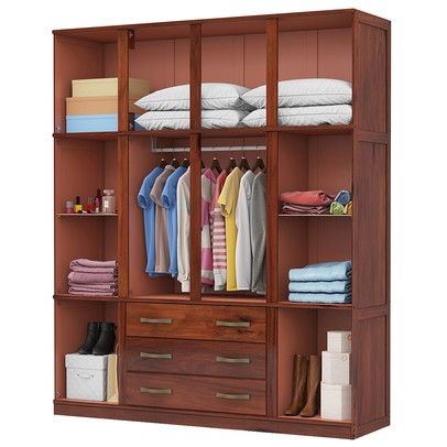 Guarda-Roupa Casal Paris 10 Portas 3 Gavetas com Espelho Madeira Maciça Mogano 371 - Lanes