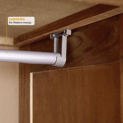 Guarda-Roupa Solteiro Paris 4 Portas 3 Gavetas  com Espelho Madeira Maciça Castanho 361 - Lanes