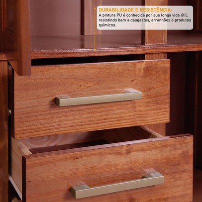 Guarda-Roupa Solteiro Paris 8 Portas 3 Gavetas com Espelho Madeira Maciça Mogano 365 - Lanes