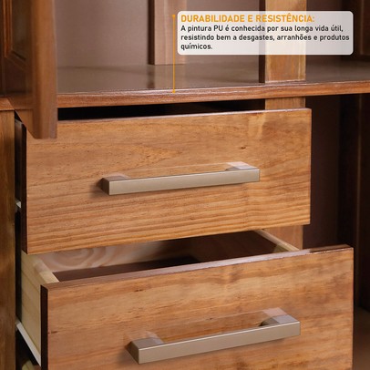 Guarda-Roupa Solteiro Paris 8 Portas 3 Gavetas  com Espelho Madeira Maciça Castanho 365 - Lanes