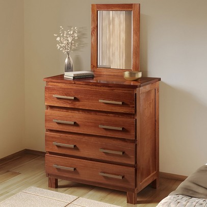 Cômoda Lisboa 4 Gavetas Madeira Maciça Mogano - Lanes