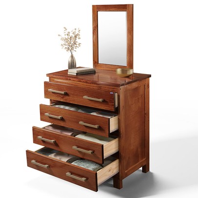 Cômoda Lisboa 4 Gavetas Madeira Maciça Mogano - Lanes