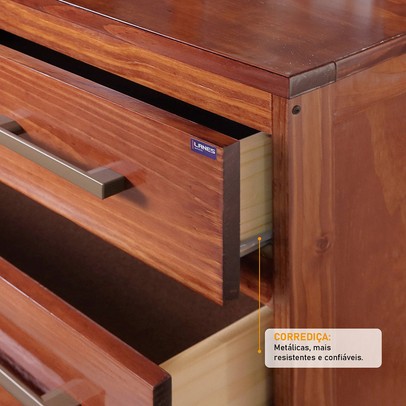 Cômoda Lisboa 4 Gavetas Madeira Maciça Mogano - Lanes
