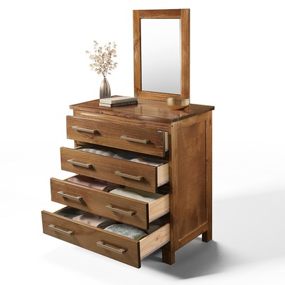 Cômoda Lisboa 4 Gavetas Madeira Maciça Castanho - Lanes