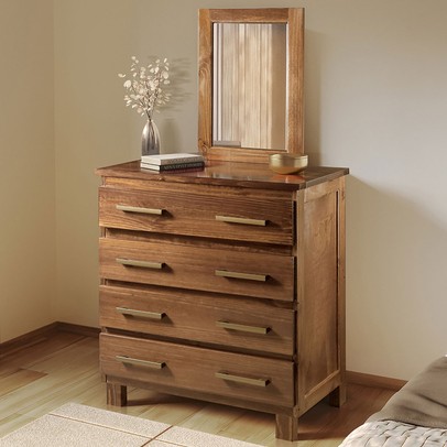 Cômoda Lisboa 4 Gavetas Madeira Maciça Castanho - Lanes