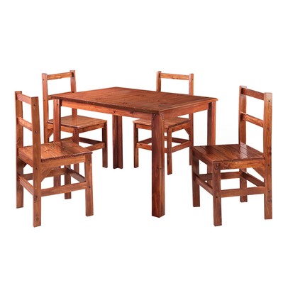 Mesa de Jantar 4 Lugares Paris Madeira Maciça Mogano - Lanes