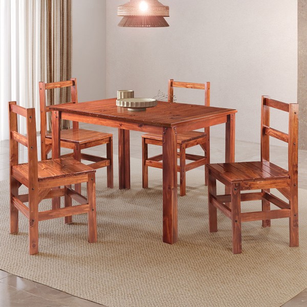 Mesa de Jantar 4 Lugares Paris Madeira Maciça Mogano - Lanes