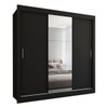 Guarda-Roupa Casal Flórida 3 Portas de Correr com Espelho 3 Gavetas Preto Fosco - Panorama Móveis