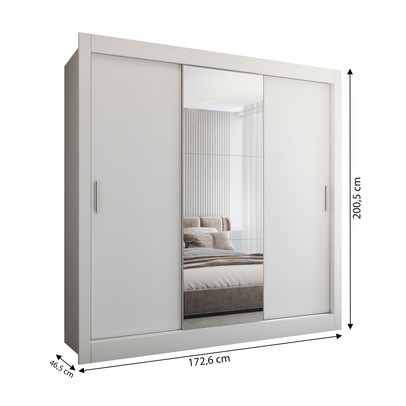 Guarda-Roupa Casal Flórida 3 Portas de Correr com Espelho 3 Gavetas Branco Fosco - Panorama Móveis