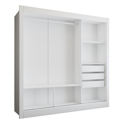 Guarda-Roupa Casal Flórida 3 Portas de Correr com Espelho 3 Gavetas Branco Fosco - Panorama Móveis