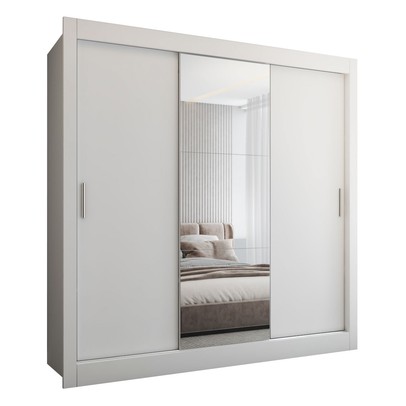 Guarda-Roupa Casal Flórida 3 Portas de Correr com Espelho 3 Gavetas Branco Fosco - Panorama Móveis