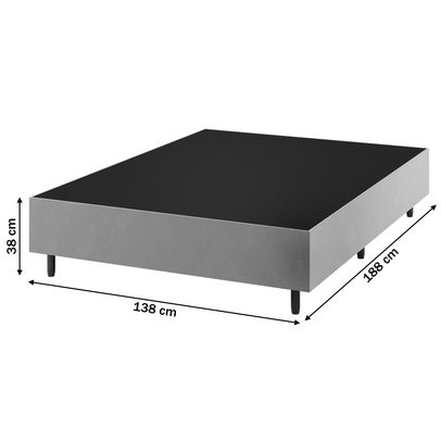 Base de Cama Box Casal Fit 138x188 Cm Prata - Vian