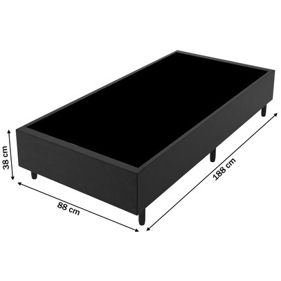 Base de Cama Box Solteiro Fit 88x188 Cm Preto - Vian