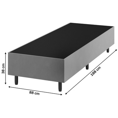 Base de Cama Box Solteiro Fit 88x188 Cm Prata - Vian