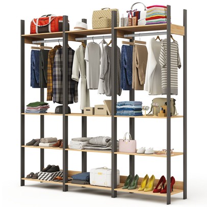 Closet Moscow 12 Prateleiras 100% Mdf Freijó/Preto Fosco - Panorama Móveis