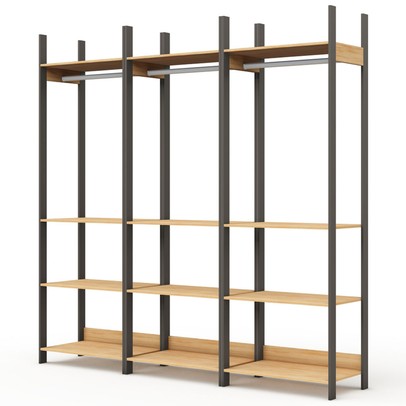 Closet Moscow 12 Prateleiras 100% Mdf Freijó/Preto Fosco - Panorama Móveis