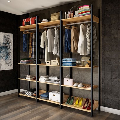 Closet Moscow 12 Prateleiras 100% Mdf Freijó/Preto Fosco - Panorama Móveis