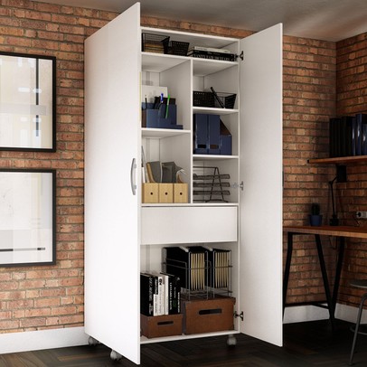 Armário para Escritório Multi 2 Portas com Rodízio Branco - Pnr Móveis