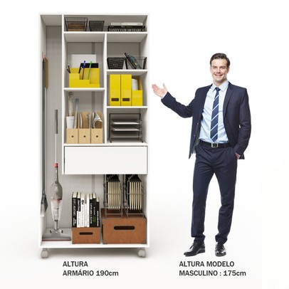 Armário para Escritório Multi 2 Portas com Rodízio Branco - Pnr Móveis