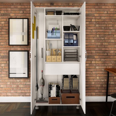 Armário para Escritório Multi 2 Portas com Rodízio Branco - Pnr Móveis