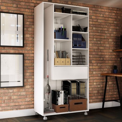 Armário para Escritório Multi 2 Portas com Rodízio Branco - Pnr Móveis