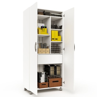 Armário para Escritório Multi 2 Portas com Rodízio Branco - Pnr Móveis