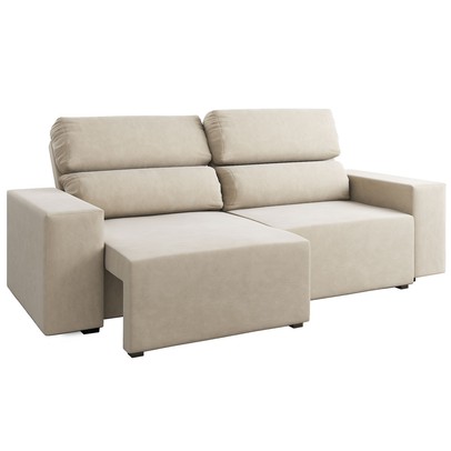 Sofá 3 Lugares Charm Reclinável e Retrátil Nude - Vian