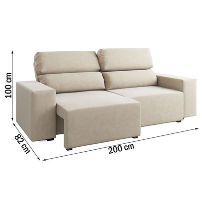 Sofá 3 Lugares Charm Reclinável e Retrátil Nude - Vian