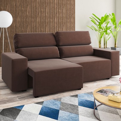 Sofá 3 Lugares Charm Reclinável e Retrátil Fume - Vian