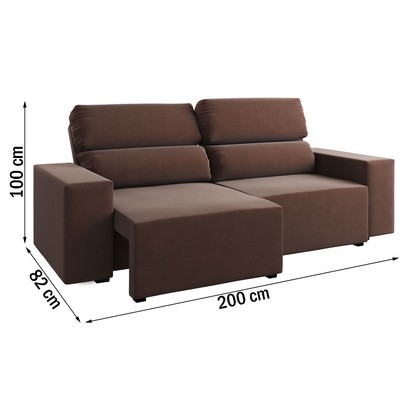 Sofá 3 Lugares Charm Reclinável e Retrátil Fume - Vian