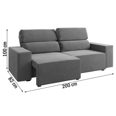Sofá 3 Lugares Charm Reclinável e Retrátil Brisk - Vian