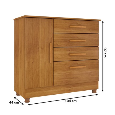 Cômoda Chicago 1 Porta 4 Gavetas Cinamomo 13558 - Tcil Móveis