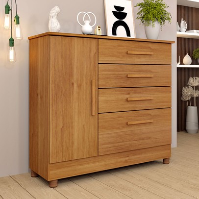 Cômoda Chicago 1 Porta 4 Gavetas Cinamomo 13558 - Tcil Móveis