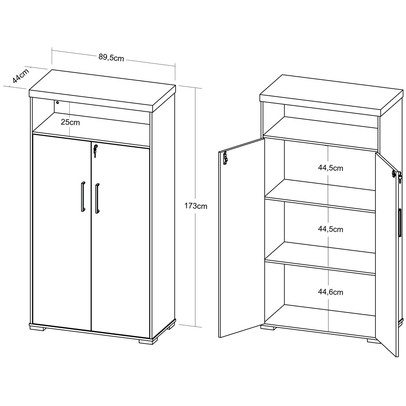 Armário para Escritório 2 Portas Charuto/Preto - Artany Móveis