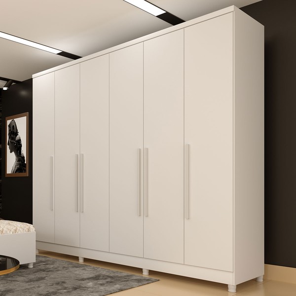 Guarda-Roupa Casal Veneza 6 Portas 4 Gavetas Neve - Tcil Móveis