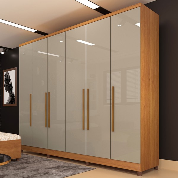 Guarda-Roupa Casal Veneza 6 Portas 4 Gavetas Cinamomo/Off White - Tcil Móveis